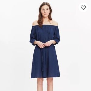 Madewell indigo off-the-shoulder dress